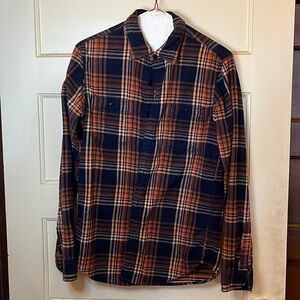 J. Crew Mercantile Mens Slim Fit  Flannel Blue Plaid Shirt S